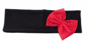 Detská čelenka bavlnená s mašličkou Vianoce Mamatti ČIERNA