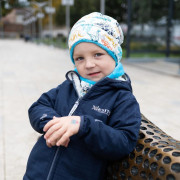 Zimná čiapka spadaná Dinouši tyrkysová Esito
