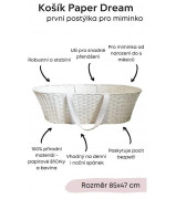 Ahojbaby Mojžišov košík pre bábätko Paper Dream white + matrac Basic