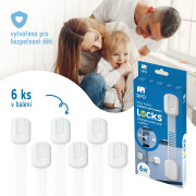 Bezpečnostné zámky viacúčelové pre skrinky a zásuvky nastaviteľné súprava 6 ks Sipo