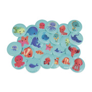 Mäkké obrázkové pexeso do vane Morské zvieratká 24 ks Janod