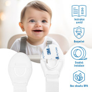 Bezpečnostný zámok (opasok) na skrinky a zásvuky, sada 10 ks textilná-biela Sipo