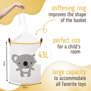Kôš na hračky bavlnený uzatvárateľný 43 l Sipo