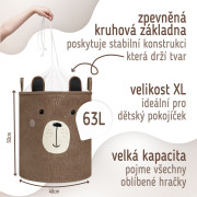 Kôš na hračky XL so šnúrkou, skladací bavlnený / 63 l Sipo