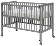 Detská postieľka - Scarlett DOMINIK (borovica), sťahovacia bočnica - 120 x 60 cm - šedá