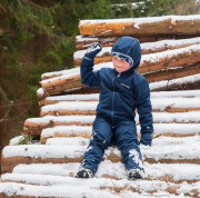 Detská zimná softshellová bunda s baránkom Navy blue Esito