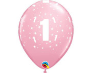 Balóniky potlač číslo 1 ružový 11"/28 cm - 6 ks
