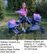 Skladací kočík pre bábiky 3 v 1 s taškou Magic Bubble 2024 - 73 cm DeCuevas