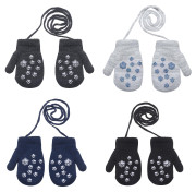 Zimné palcové zapletené rukavičky so šnúrkou labky 9 - 12 mesiacov