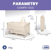Complet duo cestovná postieľka s druhým dňom a hrazdičkou Asalvo