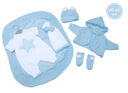 Obleček pre bábiku bábätko New Born veľkosti 40-42 cm Llorens 4dílny modrý