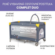Complet duo cestovná postieľka s druhým dňom a hrazdičkou Asalvo