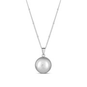 Tehotenský šperk bola Grace hladká strieborná s bielym kamienkom + retiazka Moniel