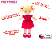 Bábika Viktorka handrová 32 cm česky hovoriaca na batérie tmavo ružová 0 m+