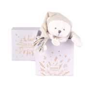 Darčeková sada Plyšový muchláčik medvedík s čiapočkou béžový 25 cm Doudou