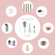 Silikónová kefa na detskú fľašu 3 v 1 Light Grey Zopa