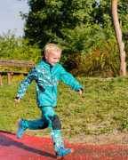 Softshellové nohavice detské Medvede tyrkysové Wamu