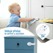 Bezpečnostný zámok (opasok) na skrinky a zásvuky, sada 10 ks textilná-biela Sipo