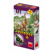 Puzzle Dinosaury 60 dielikov+figúrka v krabičke