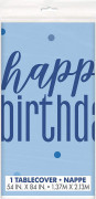 Obrus ​​plastový ,,Happy birthday" modrý s bodkami 137x213 cm