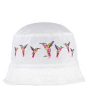 Letný klobúčik s potlačou Kolibríky biela RDX