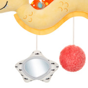 Závesná senzorická hračka dráčik s hrkálkou a zrkadielkom Akuku