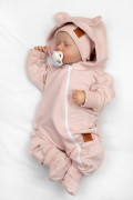 Rastúci teplákový overal, čiapky, topánky, 3D, Nature - ružová Baby Nellys