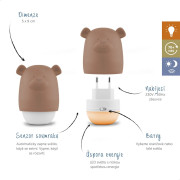 Medvedík Benny terakota - nočné svetlo so senzorom súmraku Zazu