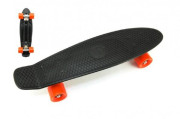 Skateboard - pennyboard 60cm, nosnosť 90kg, kovové osi, čierna farba, oranžová kolesa