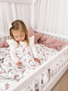 Detské obliečky do postieľky 100 x 135 cm bavlnený satén Ružové kvety Infantilo