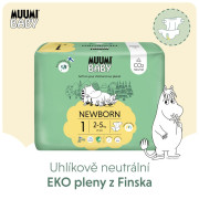 Jednorazové eko plienky 1 Newborn 2-5 kg ​​(75 ks), mesačné balenie Muumi Baby