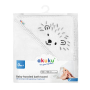 Detská osuška s kapucňou biela Ježko 100x100 Akuku