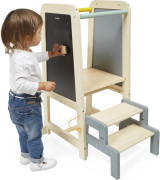 Drevená učiaca veža 3v1 so schodíkmi a tabuľou Janod