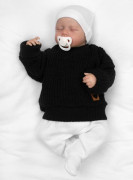 Rastúci oversize pletený svetrík pre bábätko čierny Baby Nellys