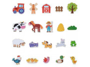 Drevené magnety 20 ks domáce zvieratká Viga