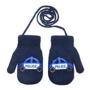 Zimné palcové zapletené rukavičky so šnúrkou polícia 2 - 3 roky