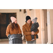 Čiapka pletená zaväzovacia brmbolca LA Outlast ® Bielošedý melír