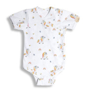 Rastúce bodyčko zavinovacie s krátkym rukávom Unicorn biele Esito