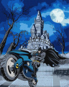 Maľovanie podľa čísel metalic - Batman s motorkou 40 x 50 cm