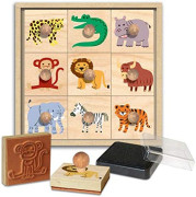 Drevené pečiatky s držiakom Savana 9 ks