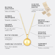 Tehotenský šperk bola Glow hladká zlatá s bielym kamienkom + retiazka Moniel