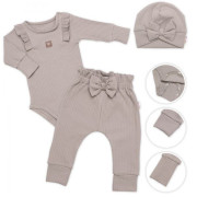 Rebrovaná rastúca súprava 3D Baby Girl Taupe