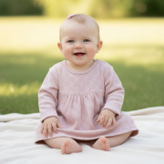 Dojčenské šaty dlhý rukáv ružová vzor obdĺžnik Baby Service