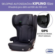 Kipling iSize sklápacia autosedačka 100 - 150 cm black Asalvo