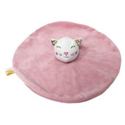 Mačka zaspávačik hrkálka plyš 25x25 cm ružová