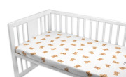 Bavlnená prestieradlo do postieľky 120 x 60 cm Míša, biela s potlačou Baby Nellys