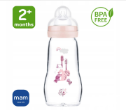 Detská antikoliková sklenená fľaša Feel Good 260 ml MAM