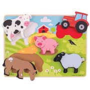 Vkladacie puzzle farma Bigjigs Toys