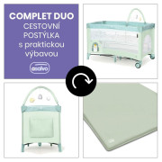 Complet duo cestovná postieľka s druhým dňom a hrazdičkou Asalvo