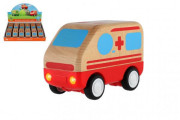 Auto ambulancia drevo 11 cm na zotrvačník
